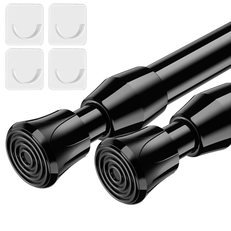 AIZESI Spring Tension Curtain Rods Short Tension Rod (Black,27" to 37"-2Pcs) - Image 1